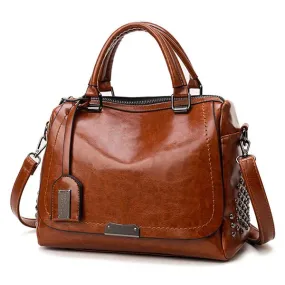 Luxury Oil Wax Leather Tote Bag and Handbag