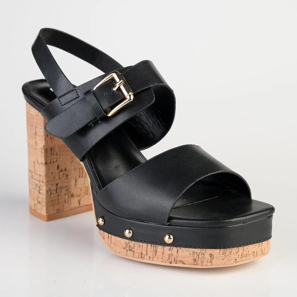 Madison Alexis Block Heel Sandal - Black