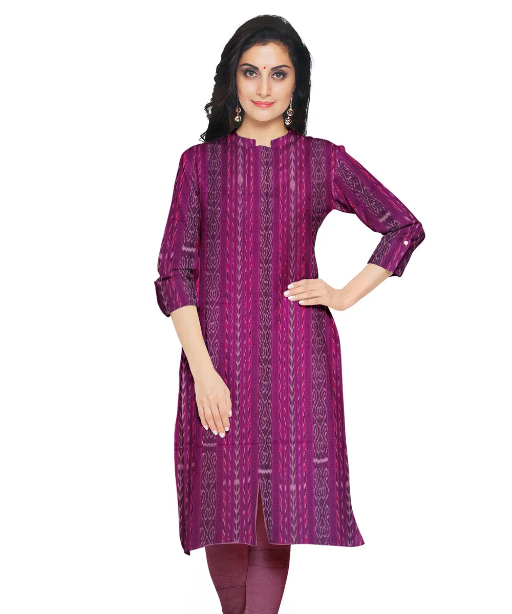 Magenta handwoven cotton nuapatna dress material