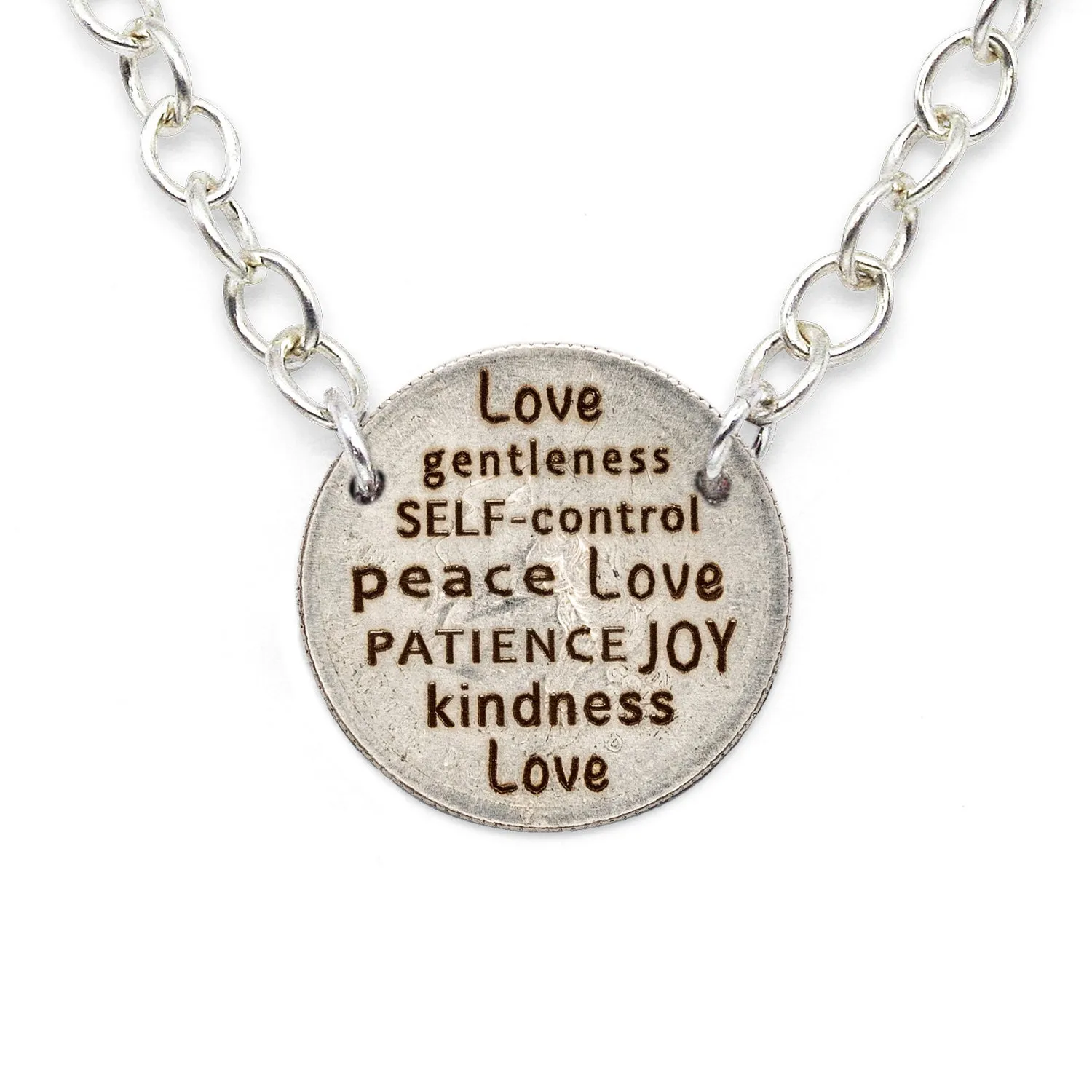 Mariamor Kindness Love Joy Patience Quarter Statement Necklace, Sterling Silver