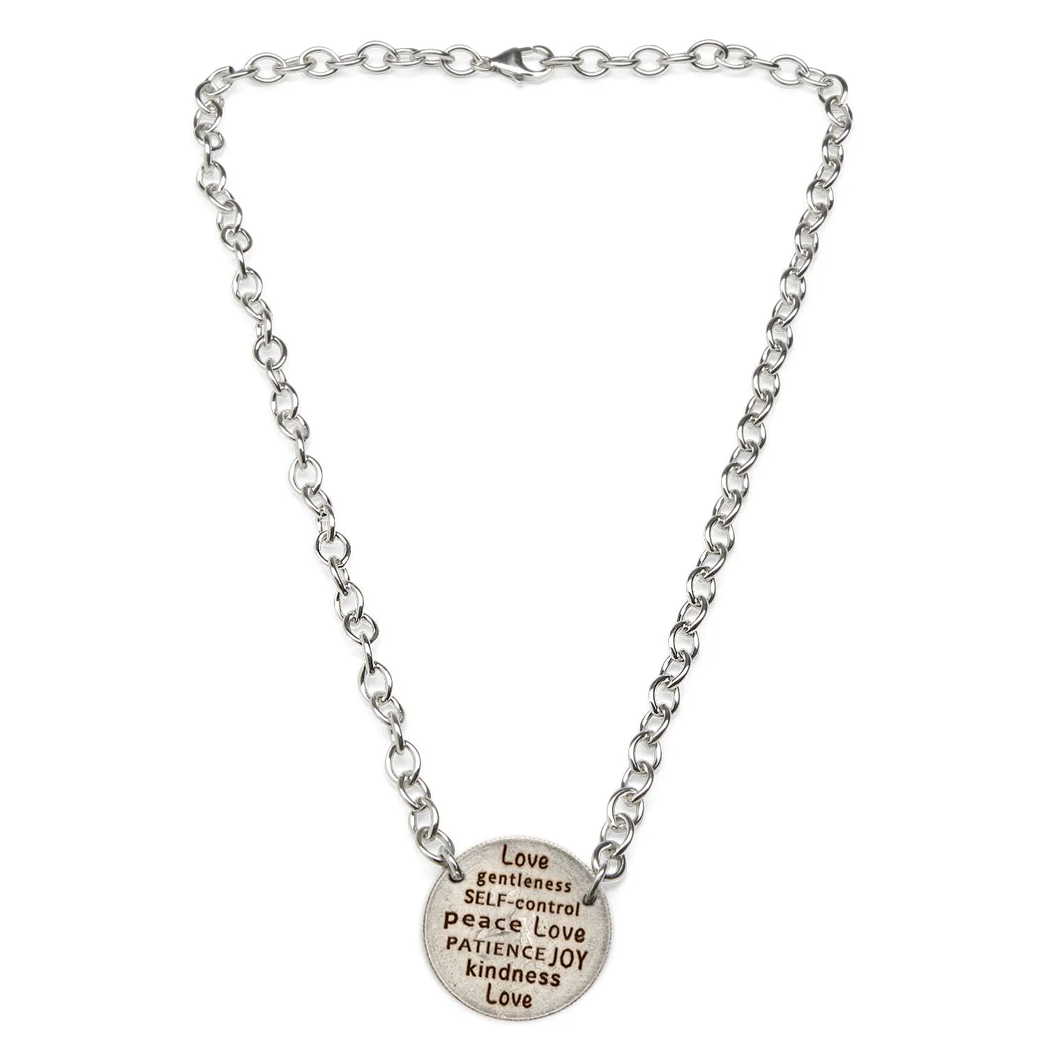 Mariamor Kindness Love Joy Patience Quarter Statement Necklace, Sterling Silver