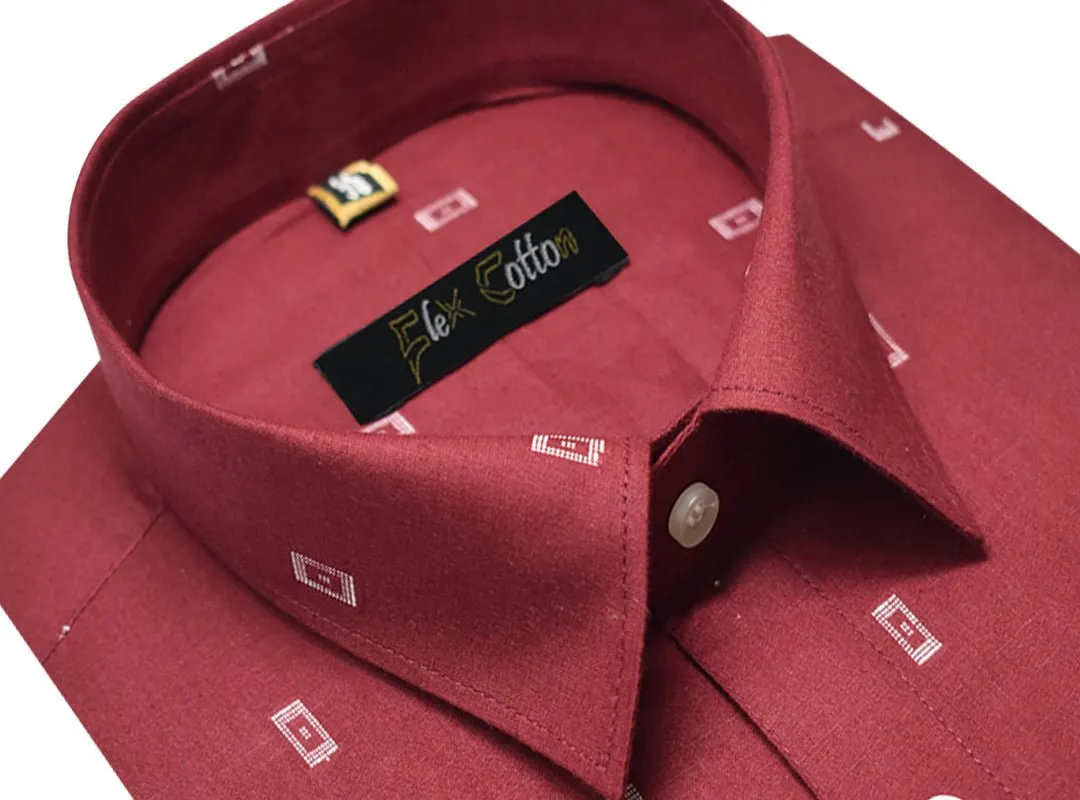 Maroon Color Cotton Butta Shirts For Men's