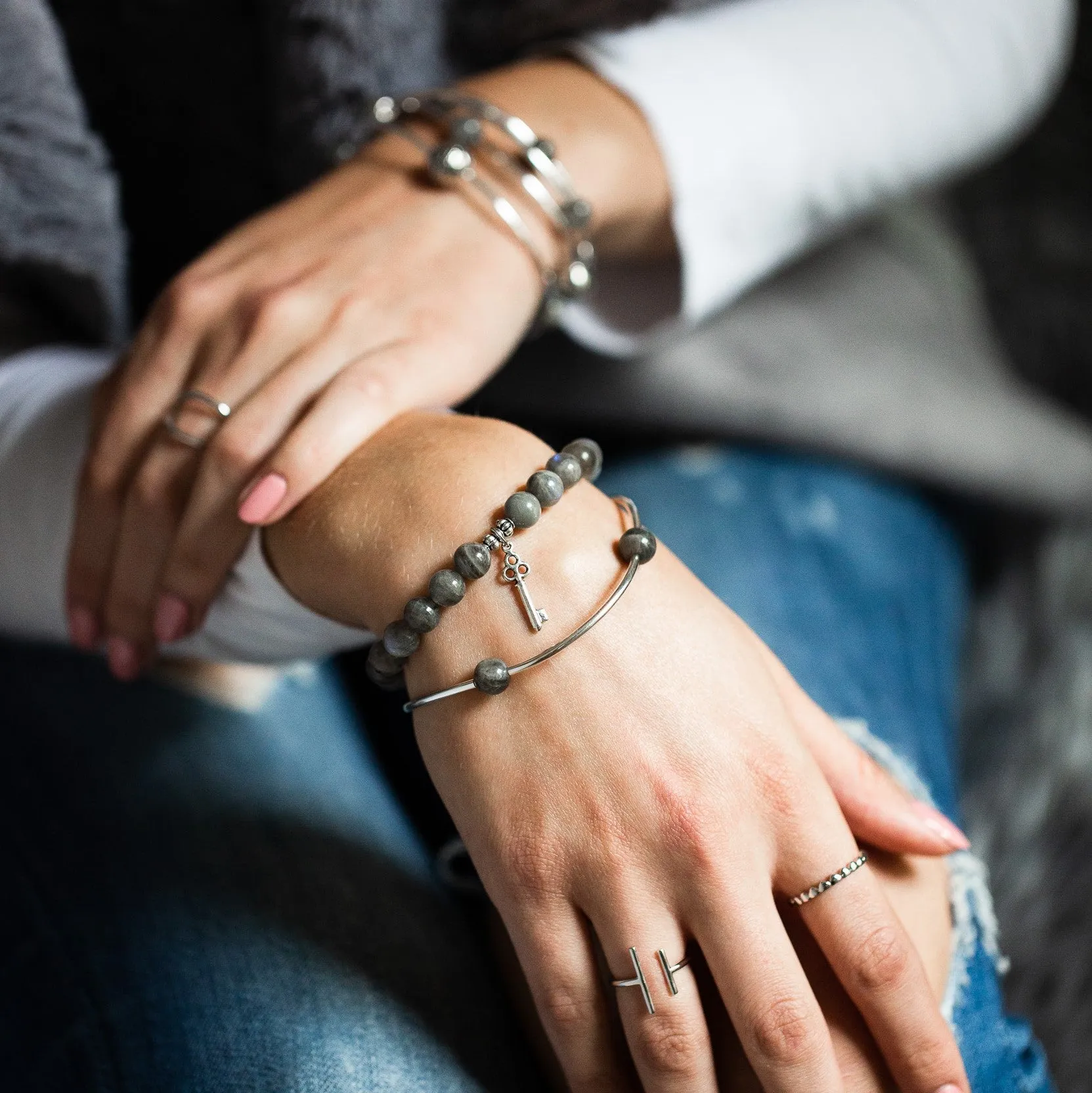 Massachusetts | Stone Beaded Charm Bracelet | Sodalite - Inner Peace