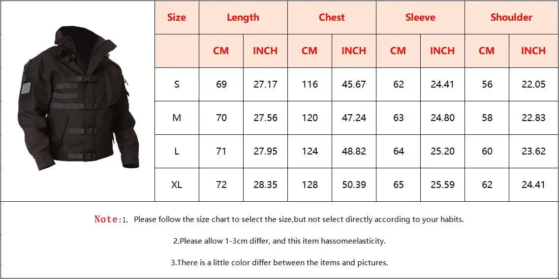 Military Tactical Jacket Men's Waterproof Wear-resistant Multi-pocket Bomber Jackets Outdoor Hiking Windproof Coat