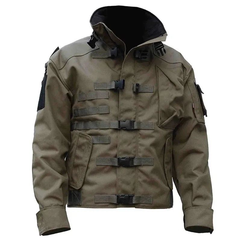 Military Tactical Jacket Men's Waterproof Wear-resistant Multi-pocket Bomber Jackets Outdoor Hiking Windproof Coat