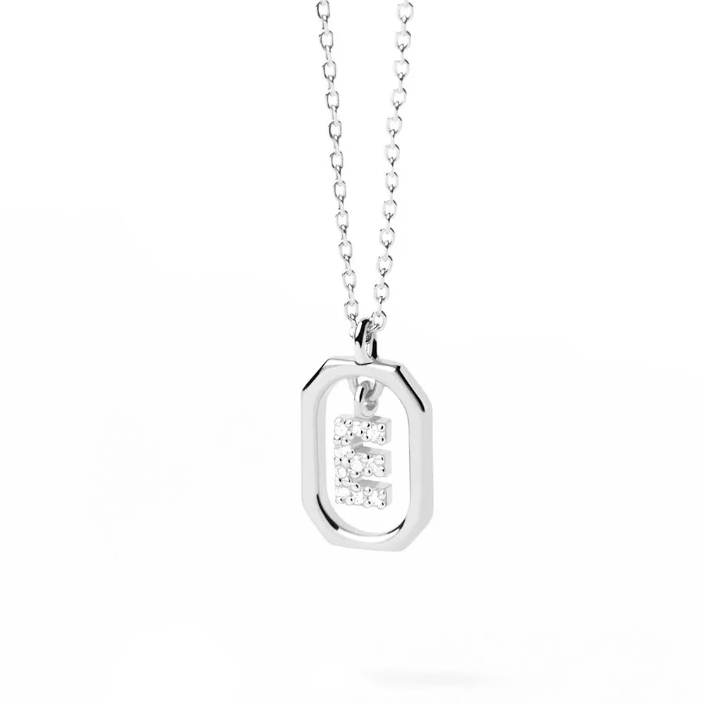 Moissanite Initial E Dangle Pendant Necklace