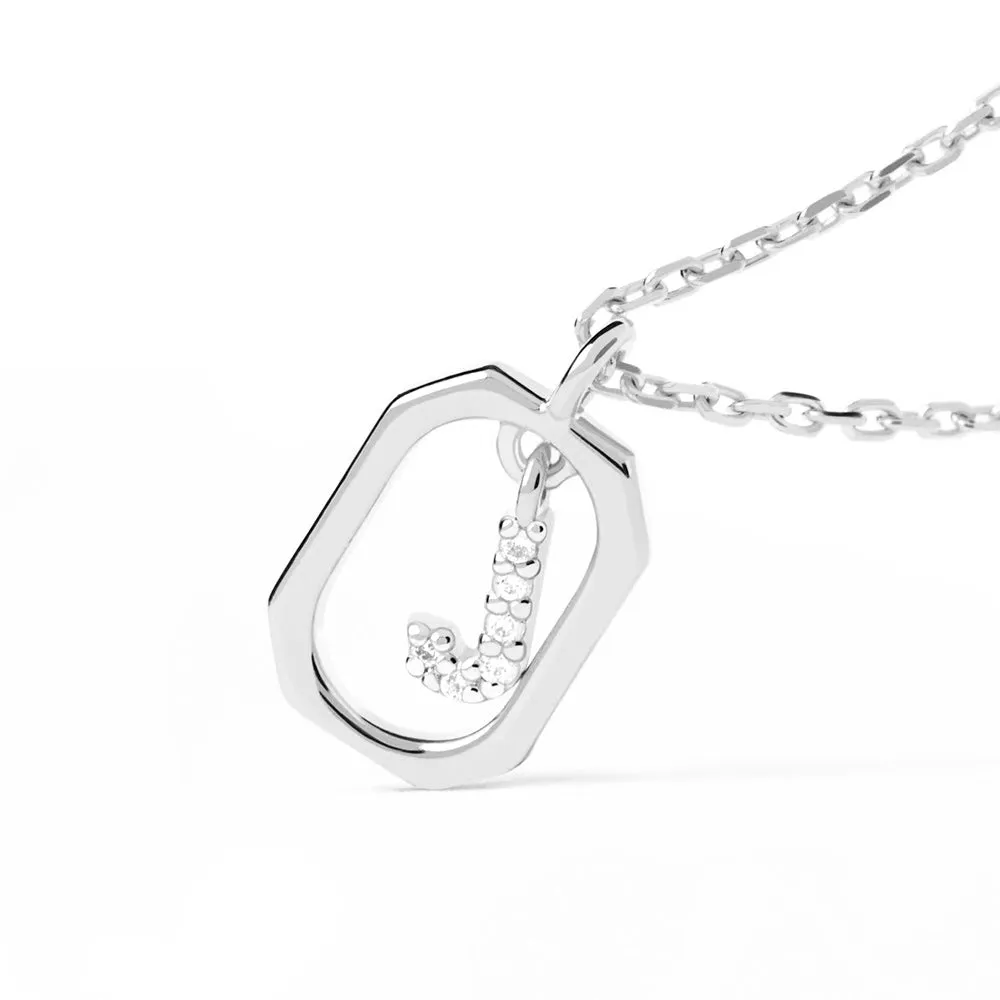 Moissanite Initial J Dangle Pendant Necklace