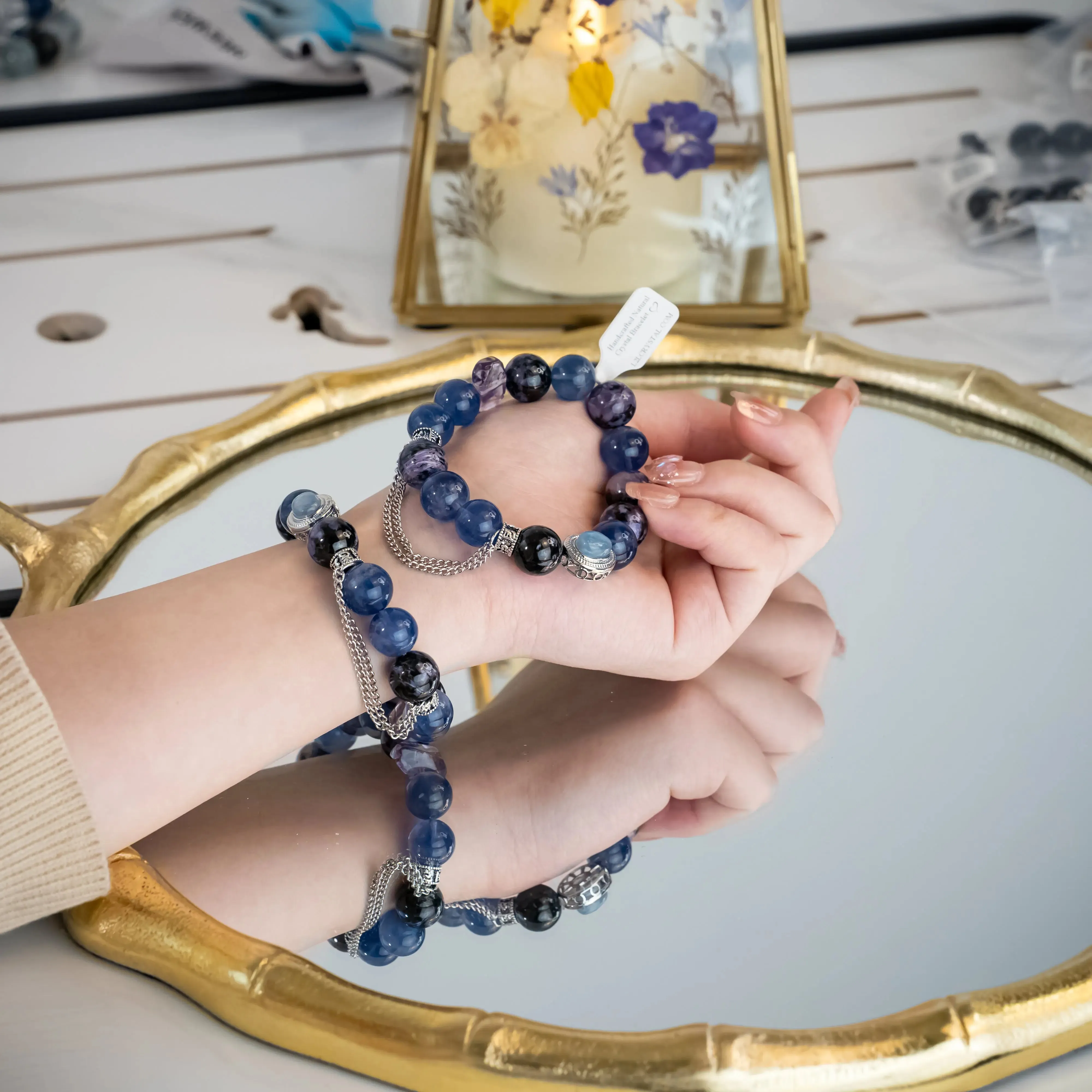 Natural Charoite Amethyst Kyanite Bracelet