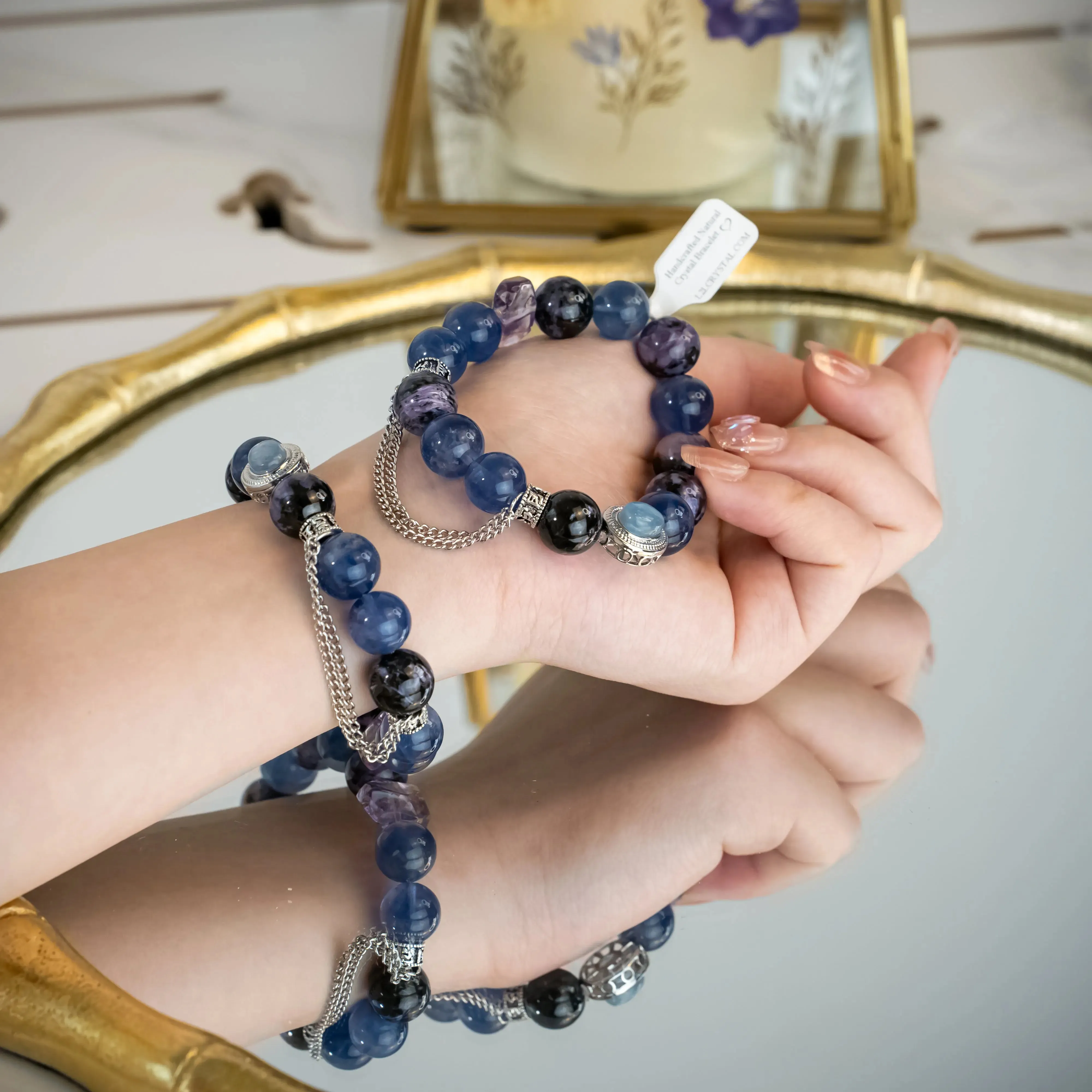 Natural Charoite Amethyst Kyanite Bracelet