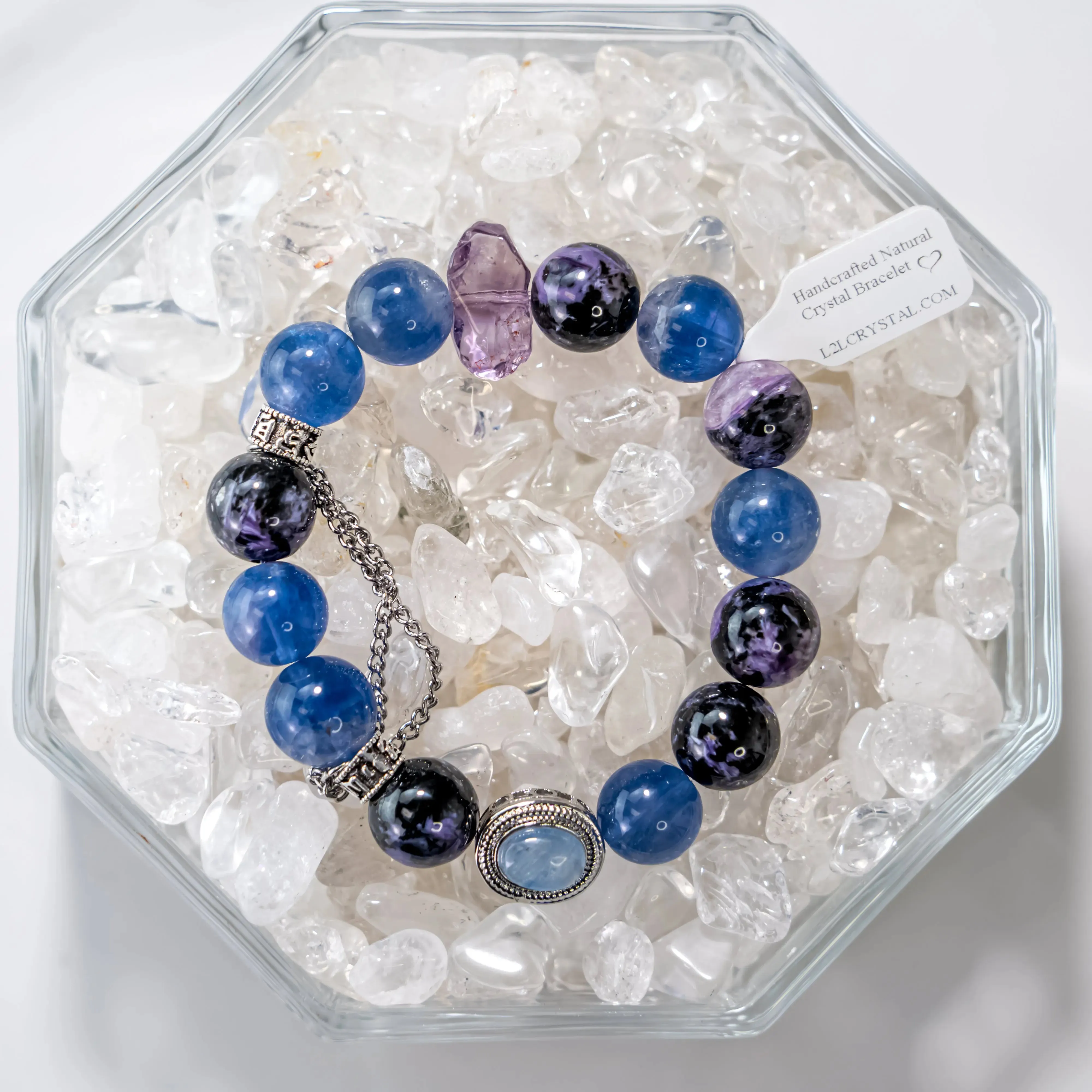 Natural Charoite Amethyst Kyanite Bracelet