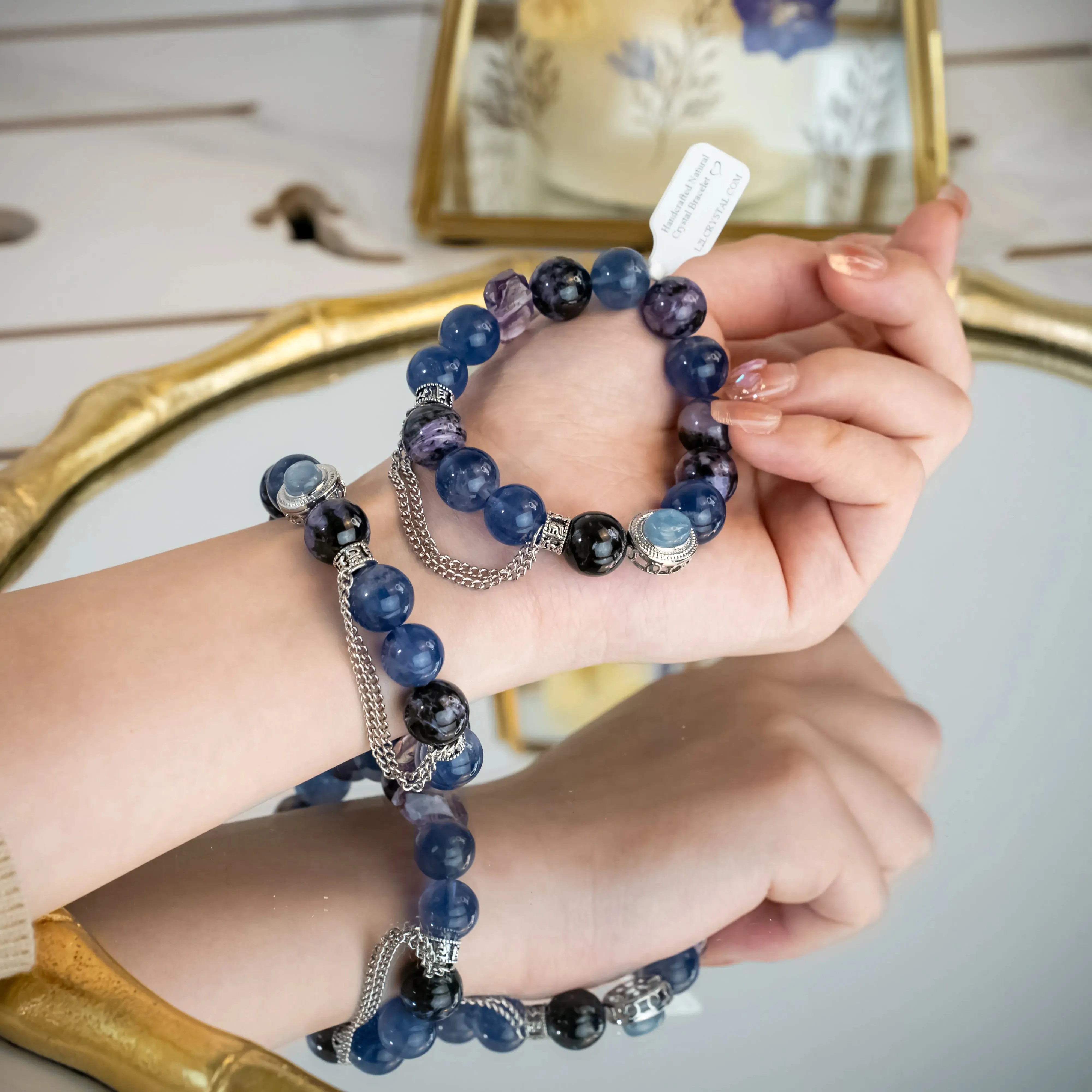 Natural Charoite Amethyst Kyanite Bracelet