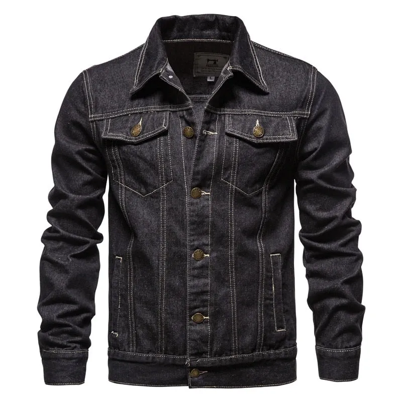 New 2020 Cotton Denim Jacket Men Casual Solid Color Lapel Single Breasted Jeans Jacket Men Autumn Slim Fit Quality Mens Jackets