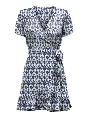 Nova Lux Short Sleeve Marlie Wrap Dress - Ikat Print