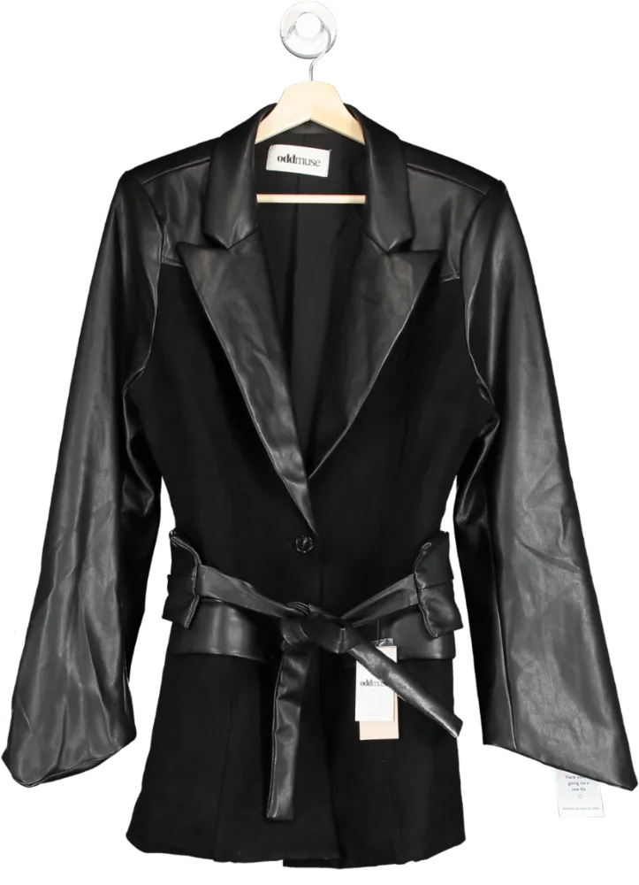 Odd Muse Black The Ultimate Muse Blazer 2.5 Faux Leather And Suede UK M