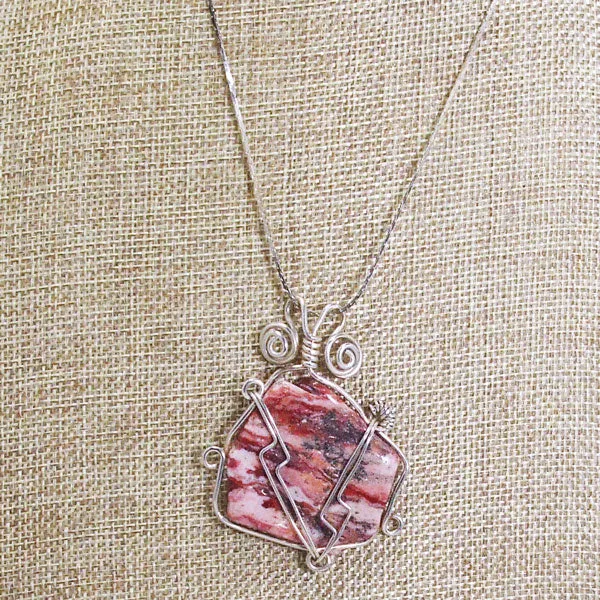 Odetta Wire Wrap Cabochon Pendent Necklace