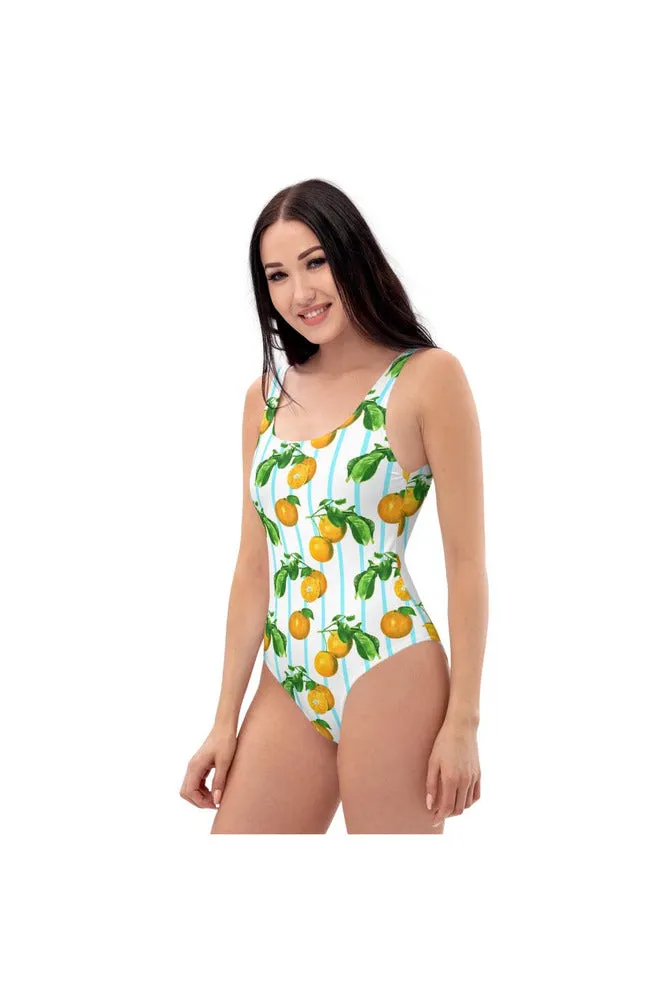 Orange Print One-Piece Swimsuit