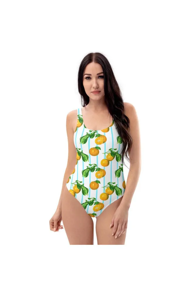 Orange Print One-Piece Swimsuit