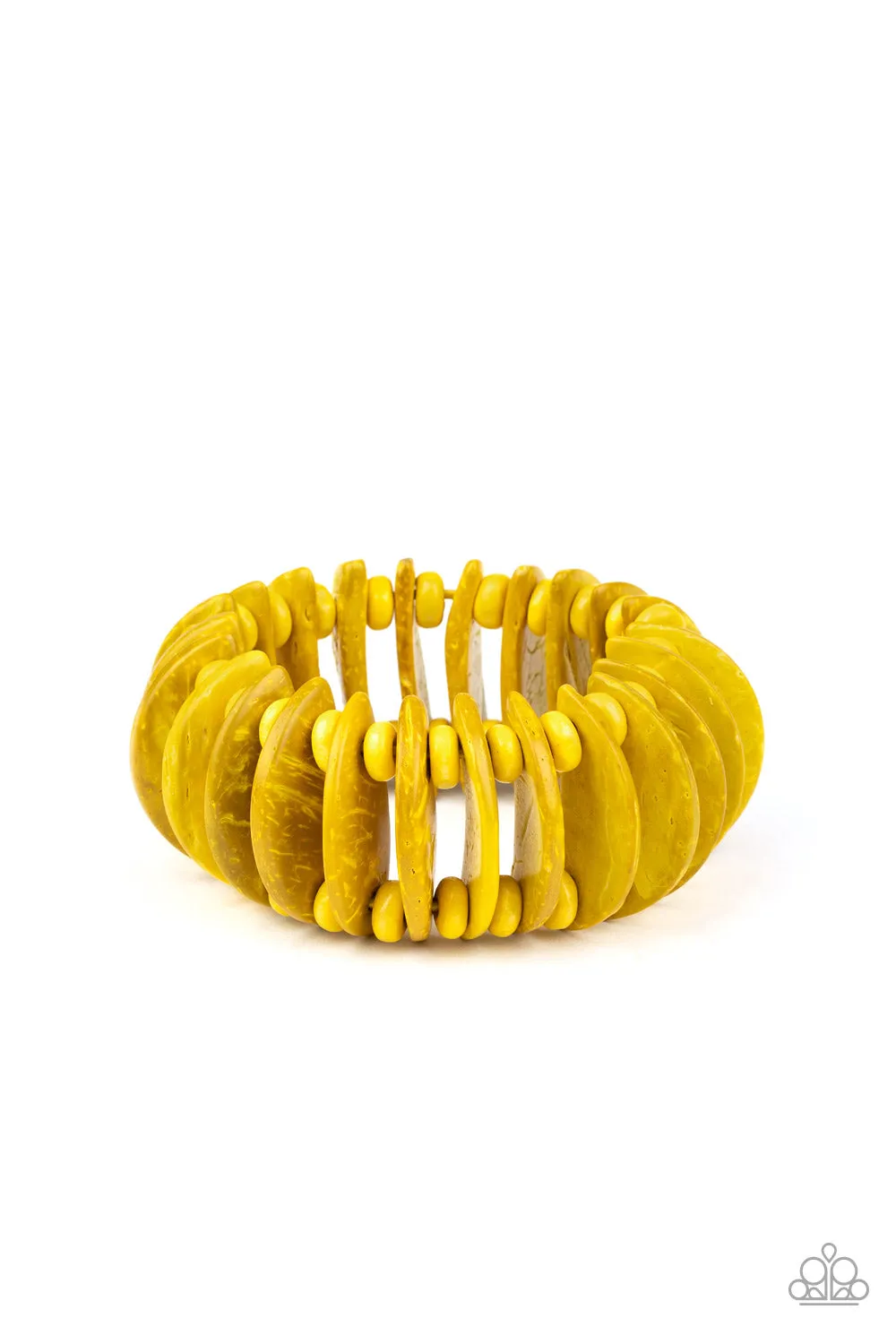 Paparazzi Bracelet ~ Tropical Tiki Bar - Yellow Wooden Bracelet Stretchy