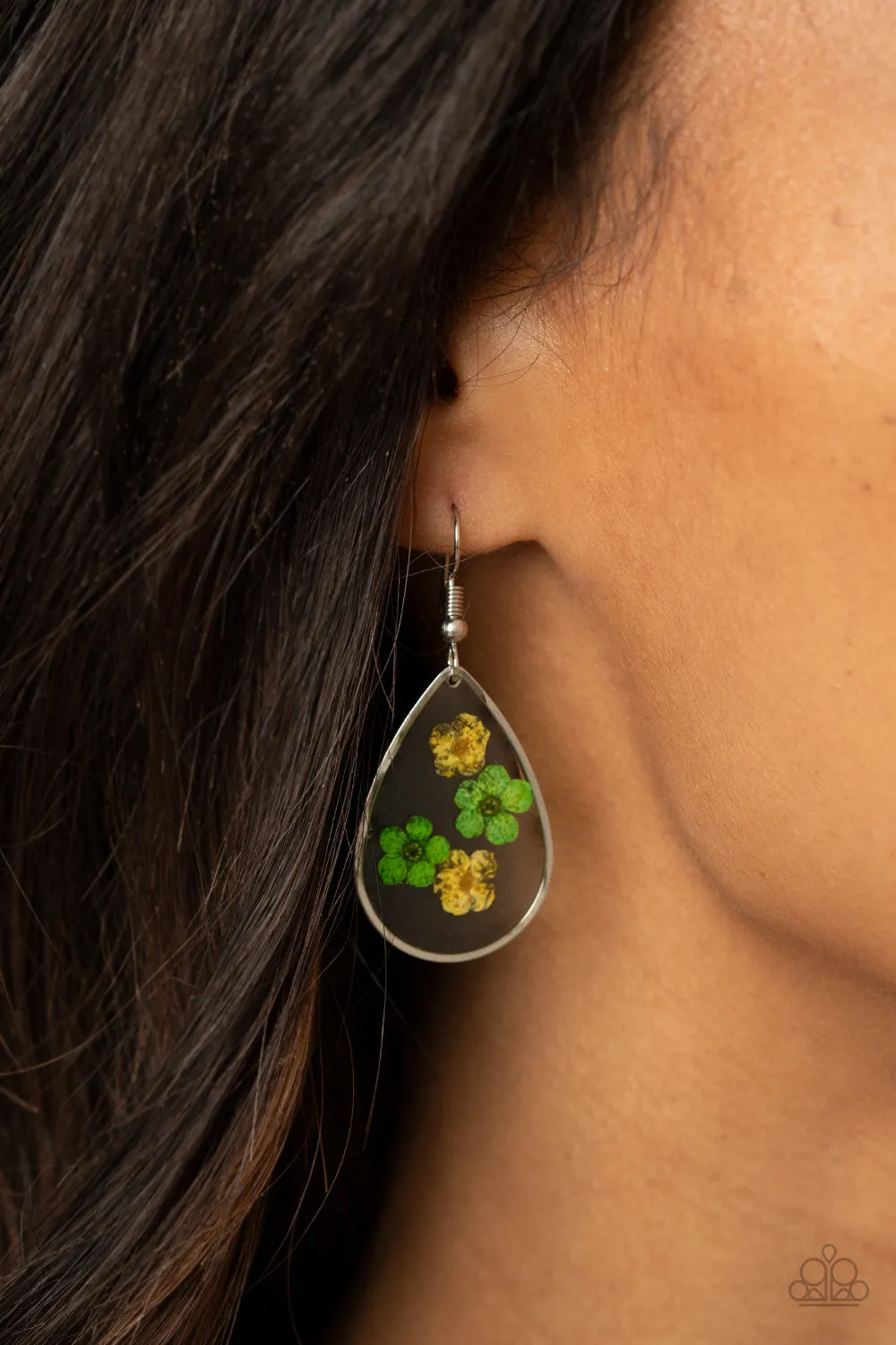 Paparazzi Earrings ~ Perennial Prairie - Yellow Floral Earrings