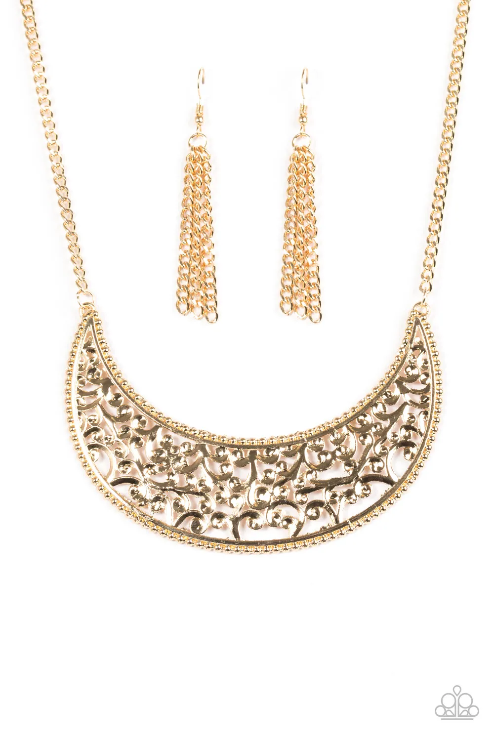 Paparazzi Moroccan Moon Gold Necklace Set