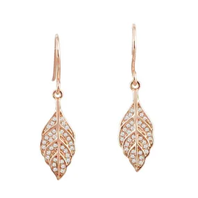 Pavé Maile Leaf Hook Earrings