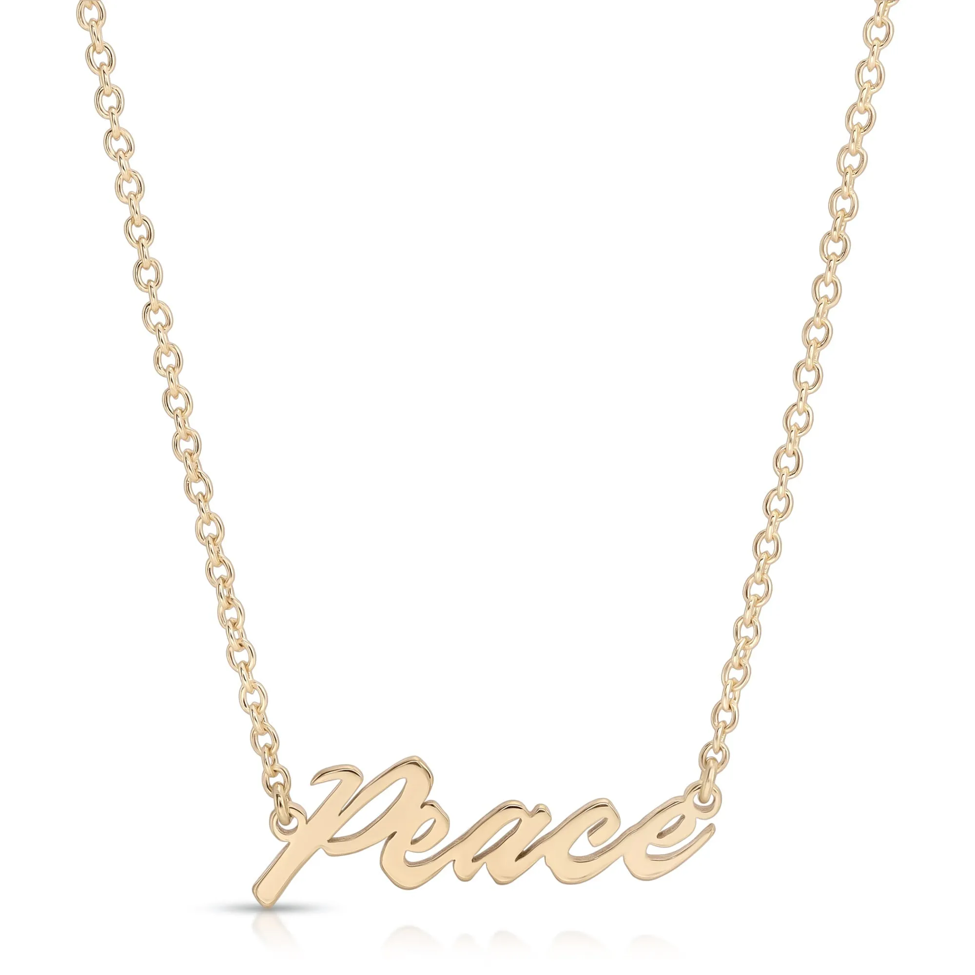 PEACE SCRIPT NECKLACE by eklexic