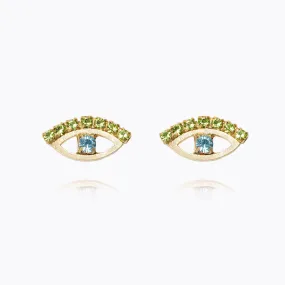 Petite Greek Eye Earrings / Green   Blue