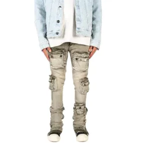 Pheelings "Journey To Greatness" Cargo Flare Stack Denim (Olive/Sand)