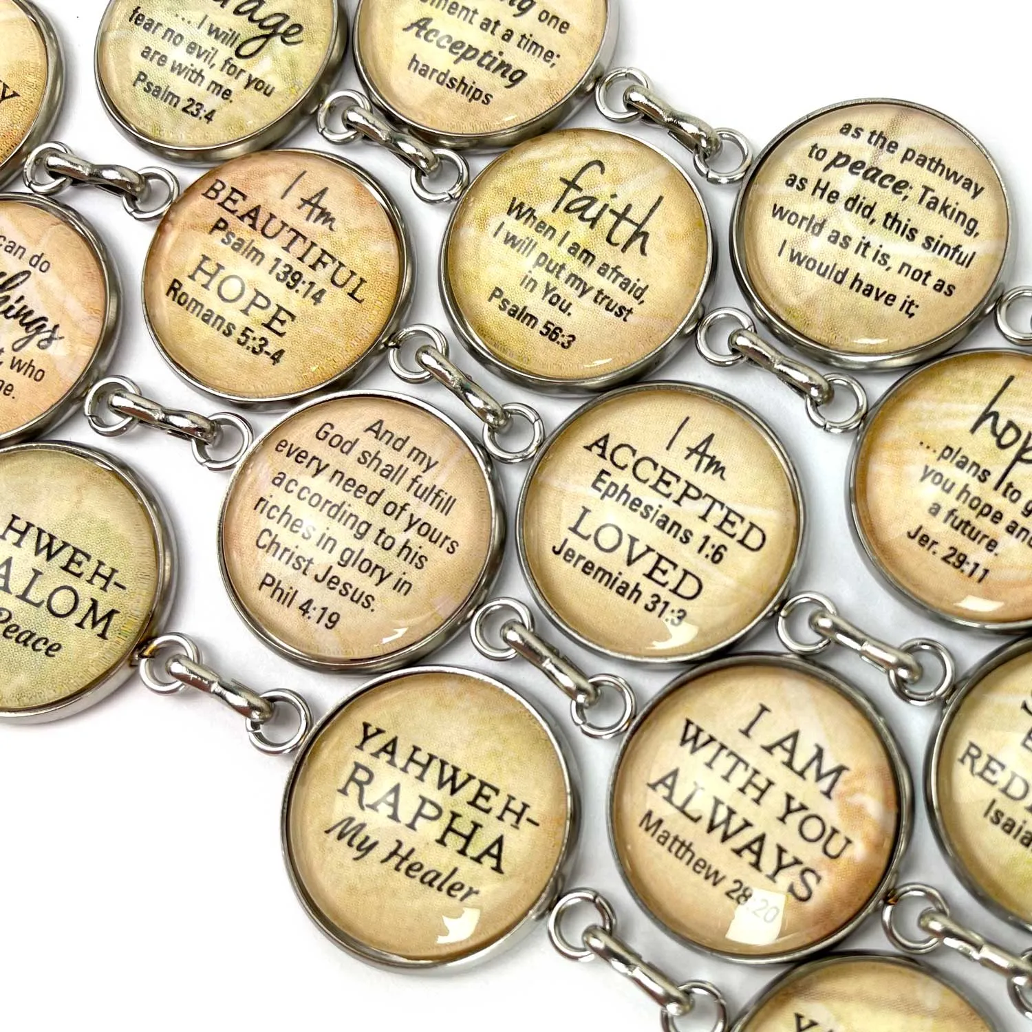 Pick Your Own Scriptures Bracelet - Customized Stainless Steel Bible Verse Charm Bracelet