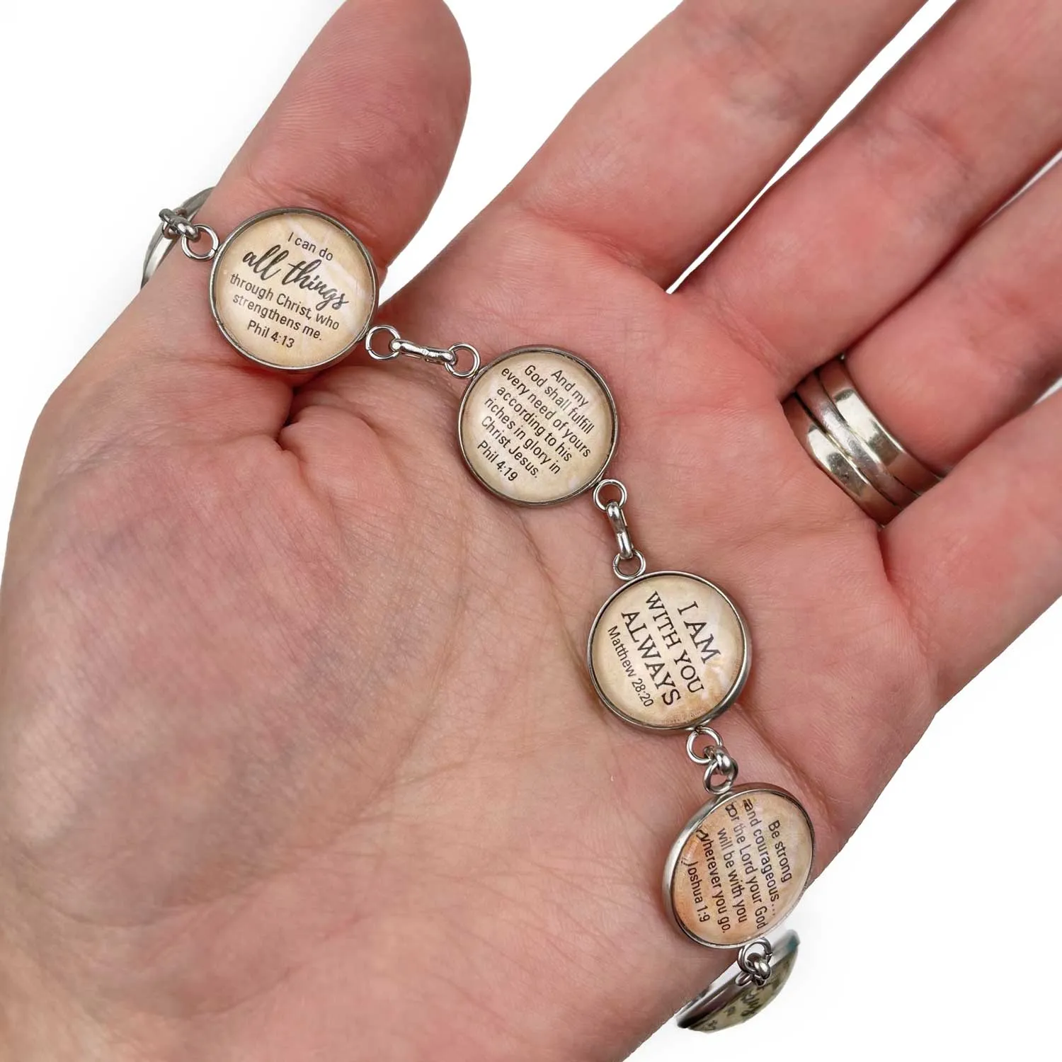 Pick Your Own Scriptures Bracelet - Customized Stainless Steel Bible Verse Charm Bracelet