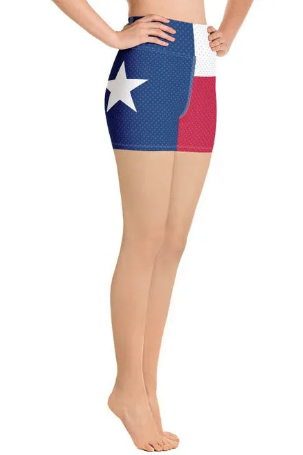 Polkadot Accented Texas Flag Yoga Shorts