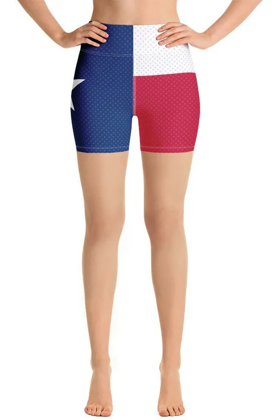 Polkadot Accented Texas Flag Yoga Shorts