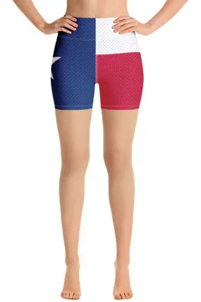 Polkadot Accented Texas Flag Yoga Shorts