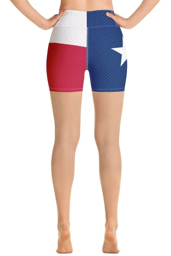 Polkadot Accented Texas Flag Yoga Shorts