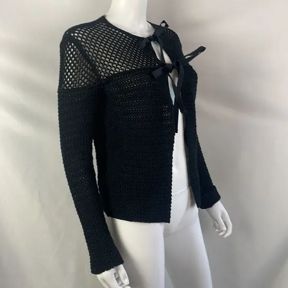 PradaBlack Loose Knit Tie Front Top