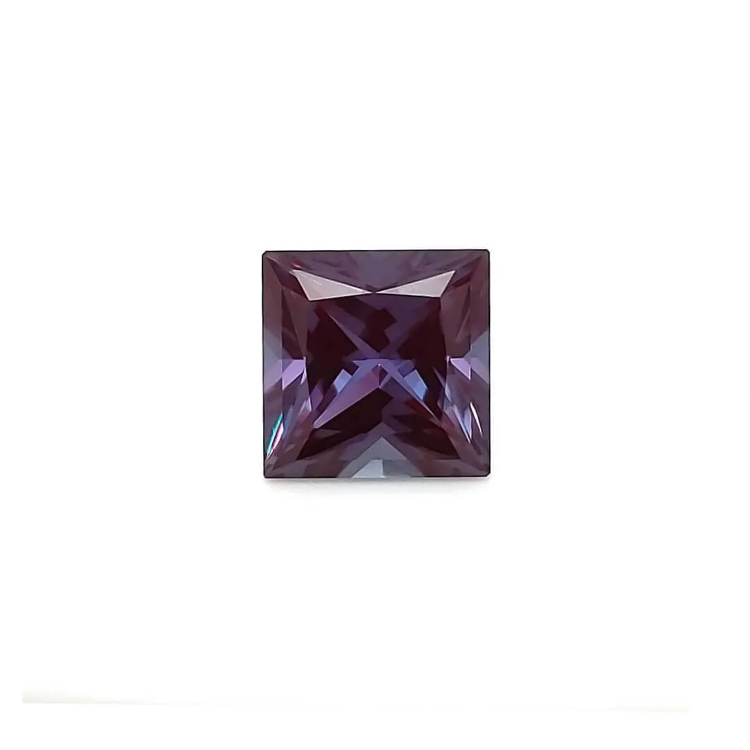 Princess Cut Lab Created Alexandrite Gemstone