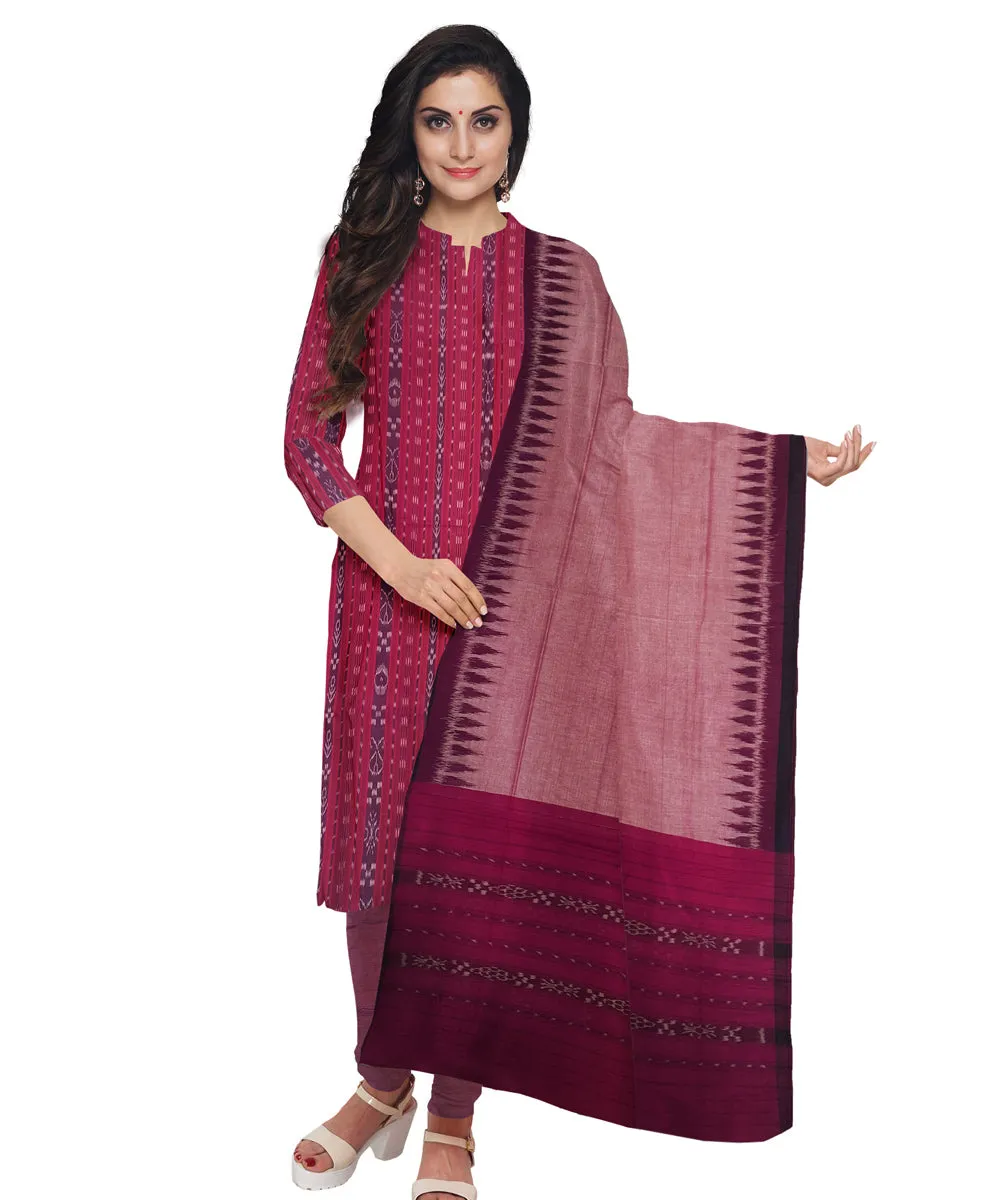 Purple hand woven cotton nuapatna dress material