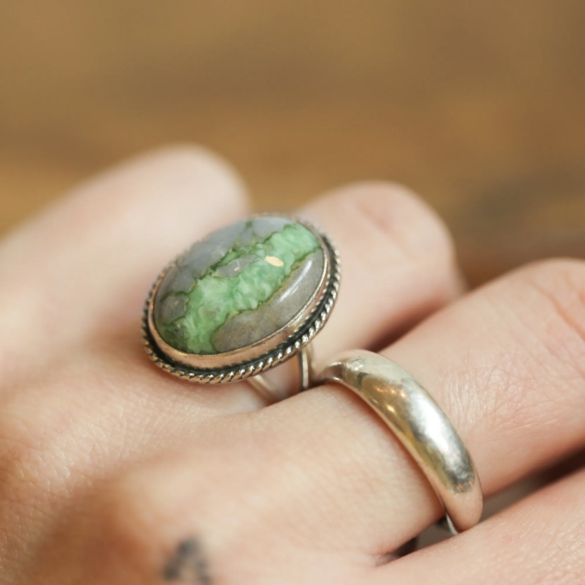 Ready to Ship - Green Variscite Boho Ring - Size 6 - Silversmith Ring - Variscite in Boulder Ring - Choose Your Stone