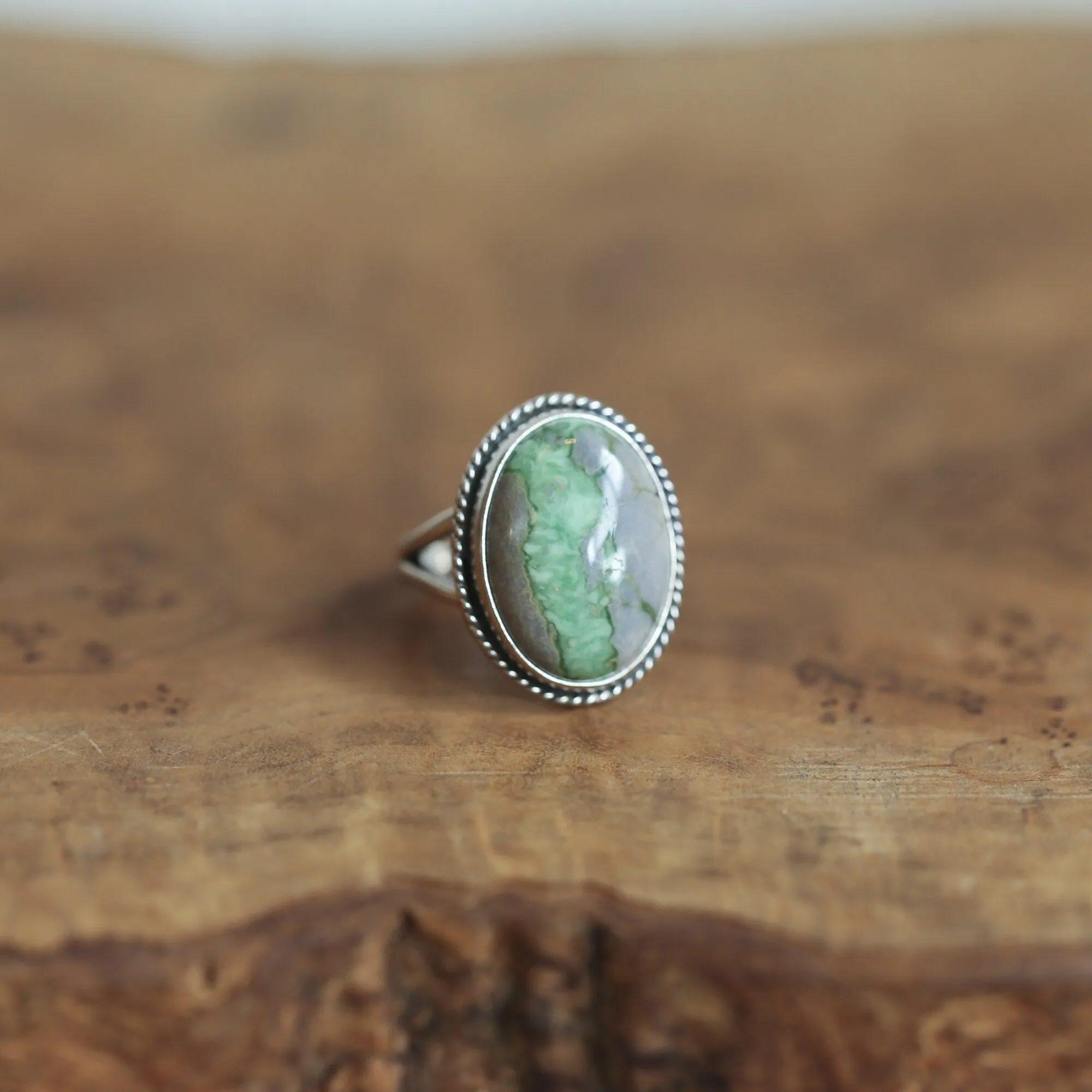 Ready to Ship - Green Variscite Boho Ring - Size 6 - Silversmith Ring - Variscite in Boulder Ring - Choose Your Stone