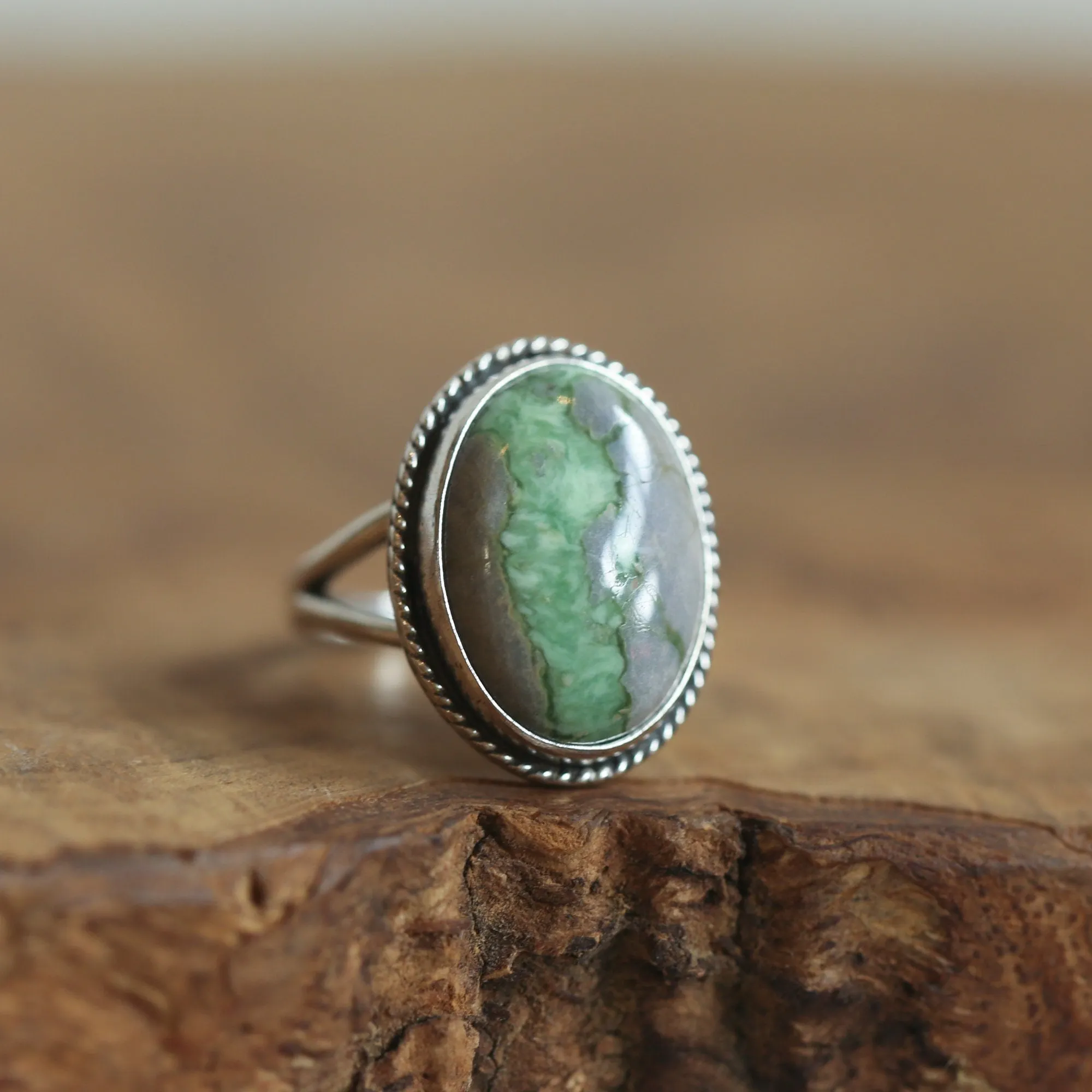 Ready to Ship - Green Variscite Boho Ring - Size 6 - Silversmith Ring - Variscite in Boulder Ring - Choose Your Stone