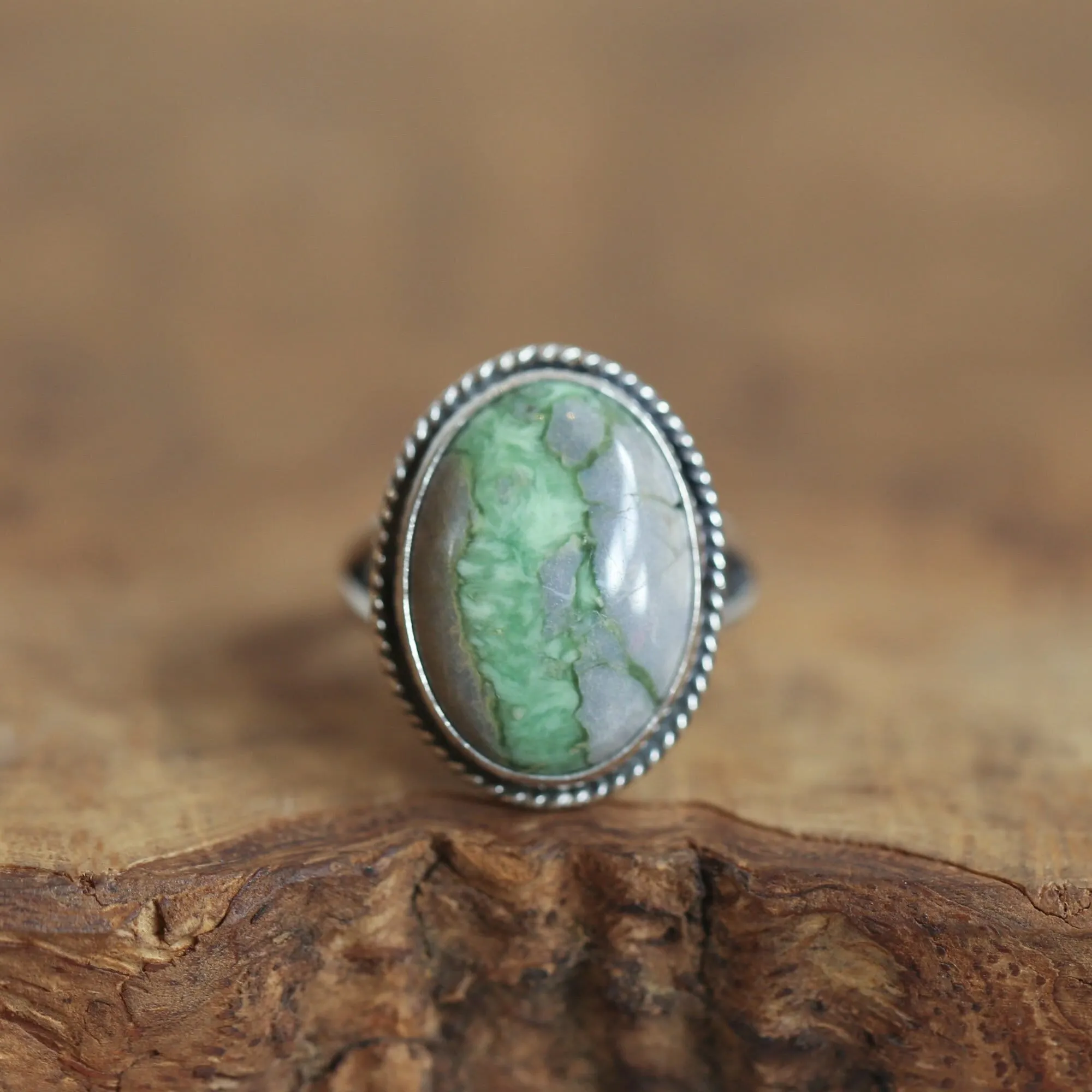 Ready to Ship - Green Variscite Boho Ring - Size 6 - Silversmith Ring - Variscite in Boulder Ring - Choose Your Stone