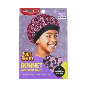 RED BY KISS | Kids Satin Bonnet Wide Band Pink Leopard HJ07