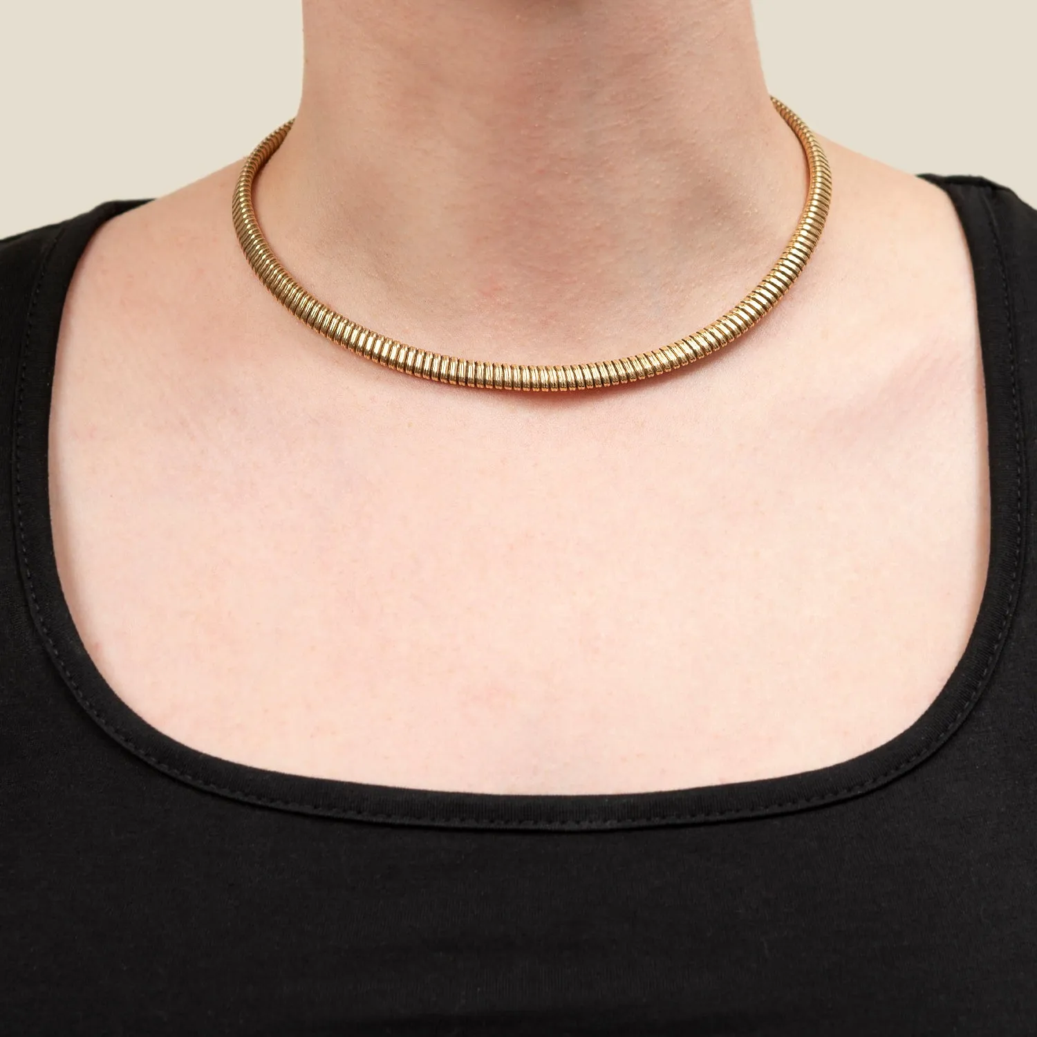 Retro 9kt Gold Gooseneck Chain Necklace 33.5 grams