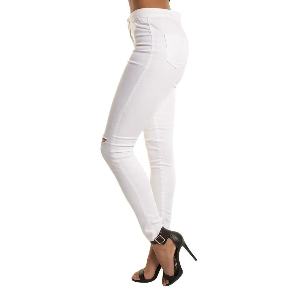 Ripped Casual Slim Hole Long Zippers Jeans