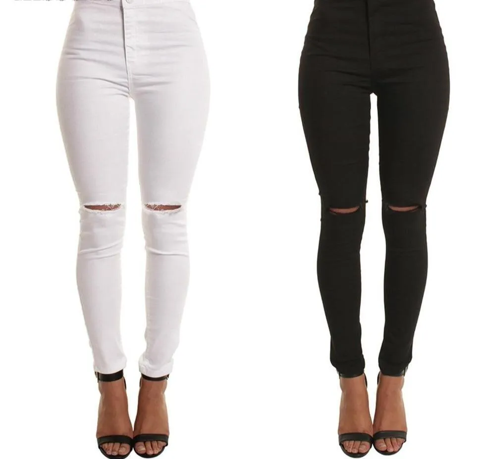 Ripped Casual Slim Hole Long Zippers Jeans