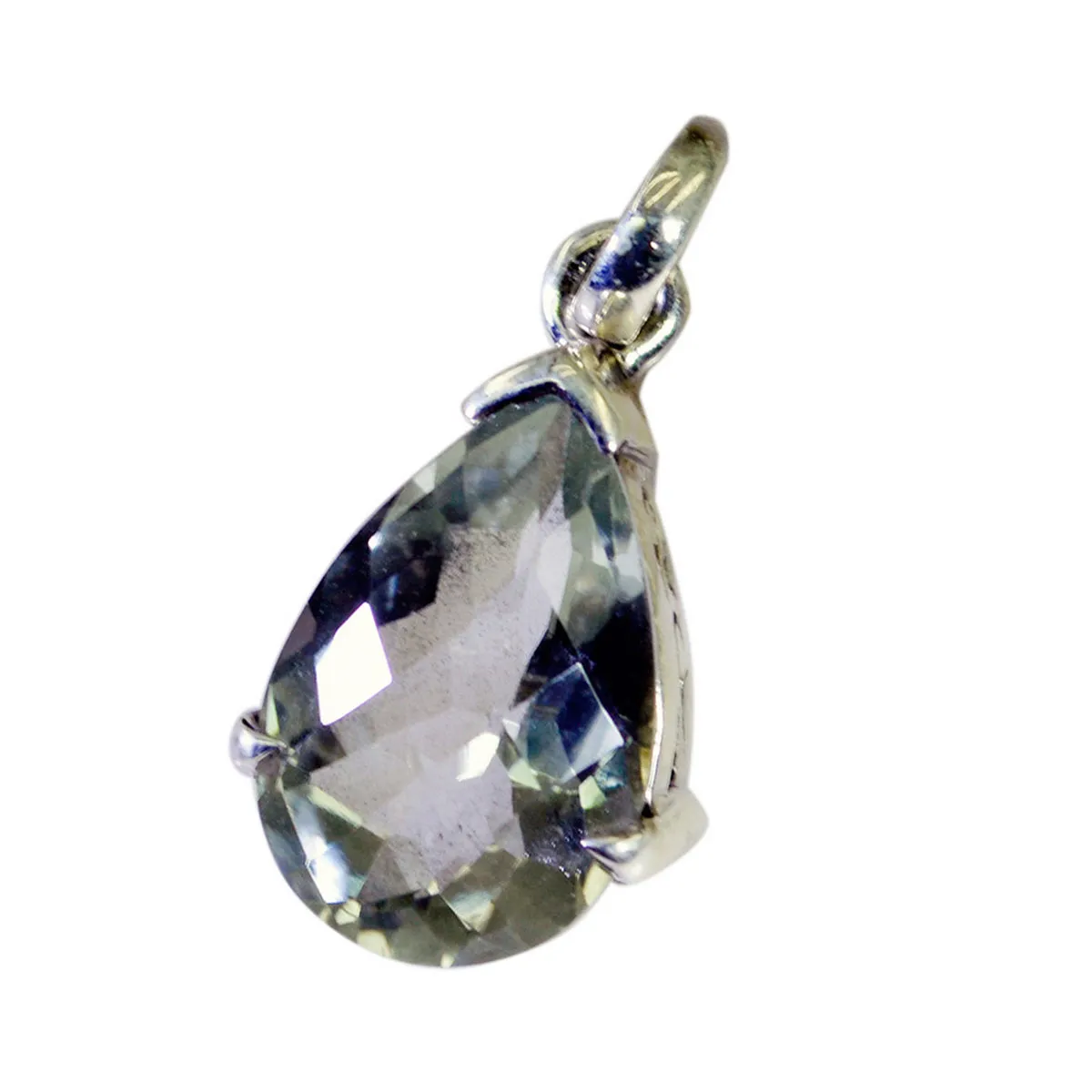 Riyo Beauteous Gemstone Pear Faceted Green Green Amethyst Sterling Silver Pendant Gift For Handmade