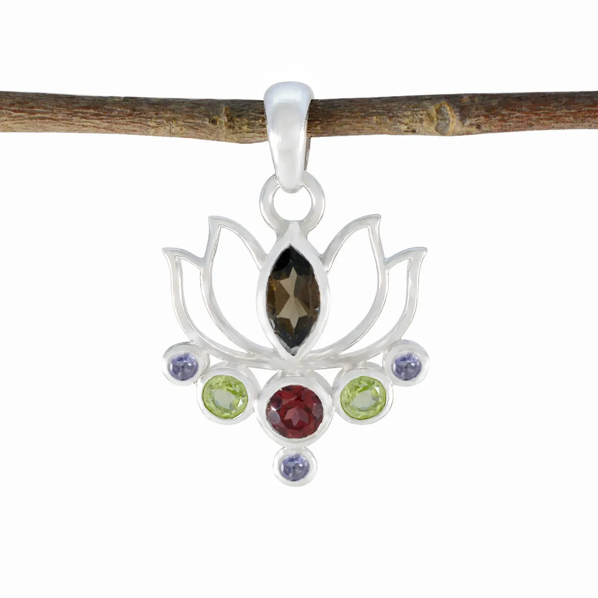 Riyo Bonny Gemstone Multi Faceted Multi Color Multi Stone 1085 Sterling Silver Pendant Gift For Birthday