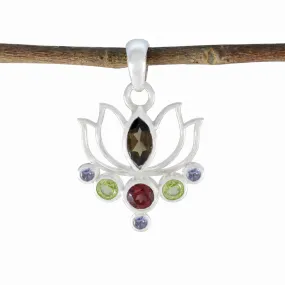 Riyo Bonny Gemstone Multi Faceted Multi Color Multi Stone 1085 Sterling Silver Pendant Gift For Birthday