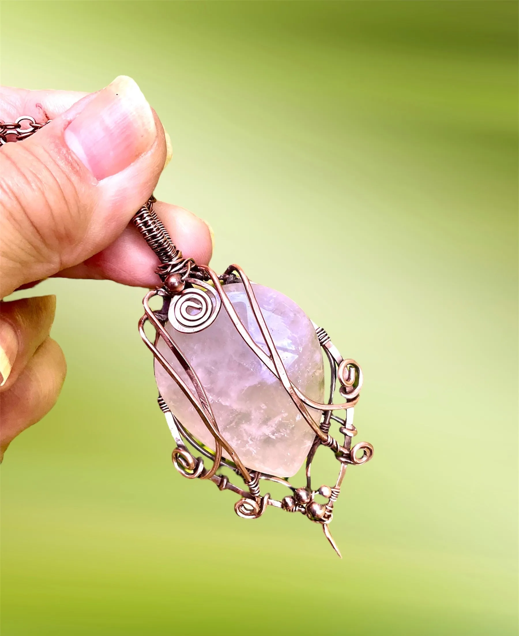 Rose Quartz Wire Wrapped Worry Stone