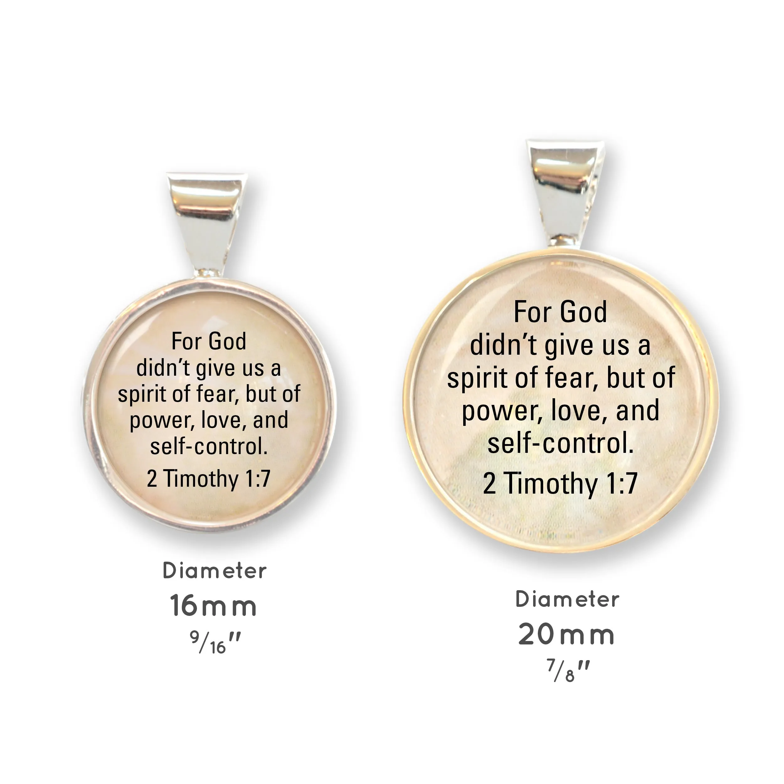 Scripture Necklace – Silver-Plated Bible Verse Pendant Necklace - Christian Jewelry - 3 Sizes (16mm, 20mm, 38mm)